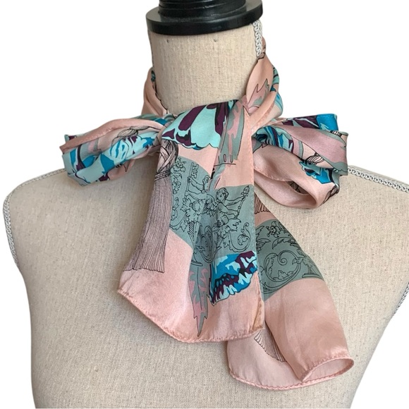 Georgiou Vintage 90’s Floral Silk Rectangular Scarf - Picture 5 of 6